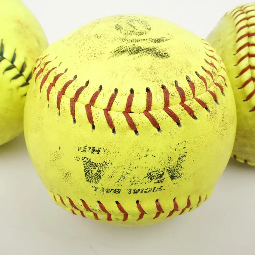 Lot of 3 Softballs Hot Dot Worth ProTac NC125 Training Yellow - Picture 5 of 6